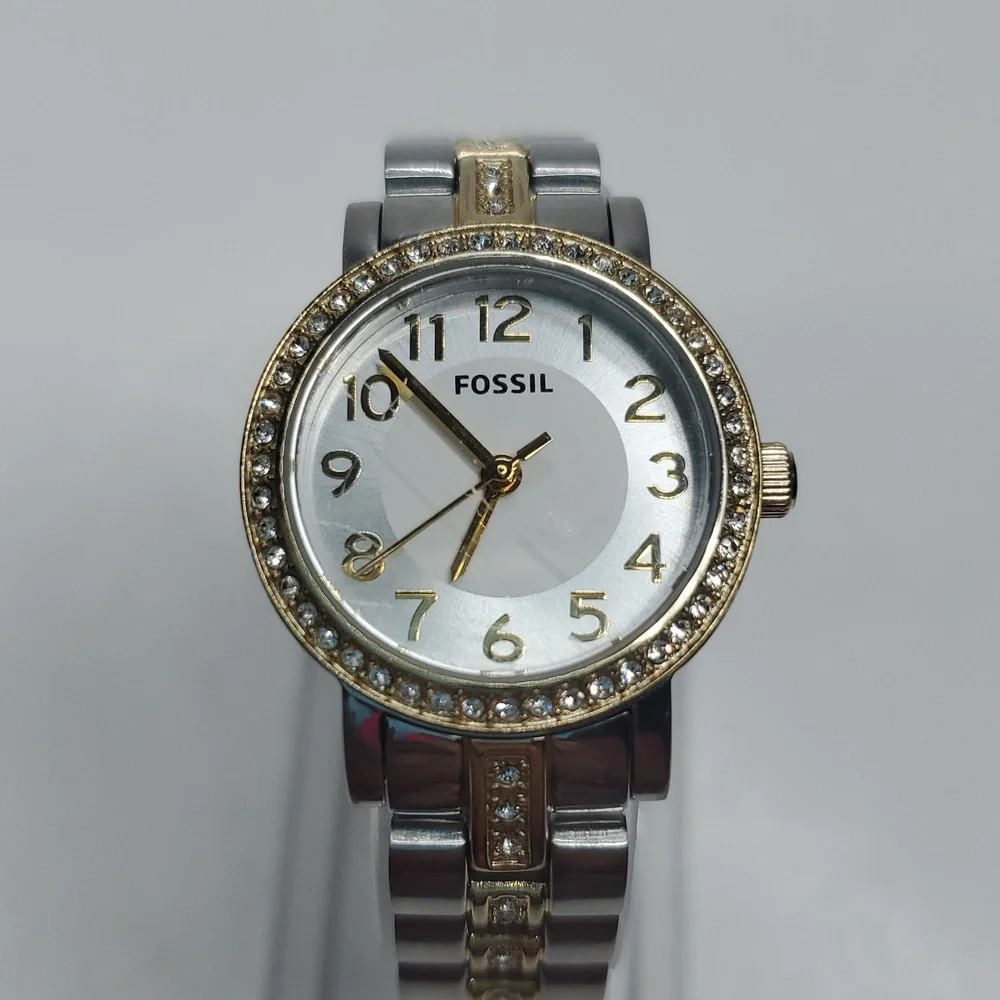 Fossil Watch BQ1429 Two Tone Gold Silver Steel Bling Wristband